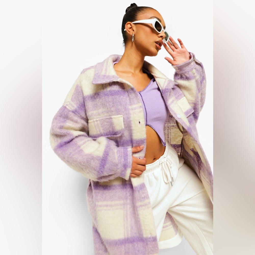 Lilac and Cream Oversized Shacket
